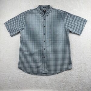 Dickies Mens L Relaxed Fit Button Down Short Sleeve Plaid Shirt‎ Casual